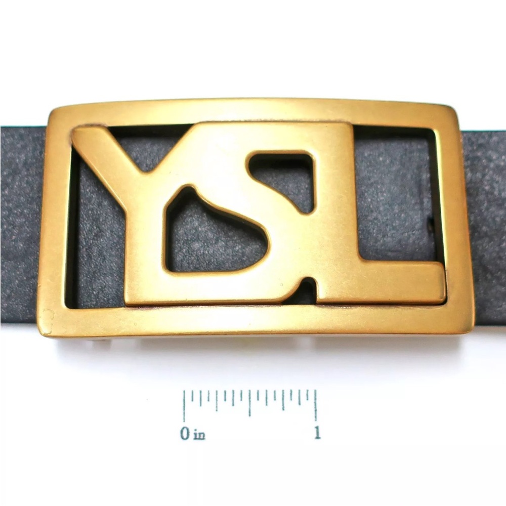 YSL Black Leather Belt 90.34.